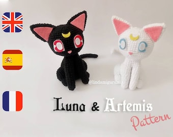 Luna cat- pattern pdf, amigurumi pattern, crochet cat, Luna and Artemis,