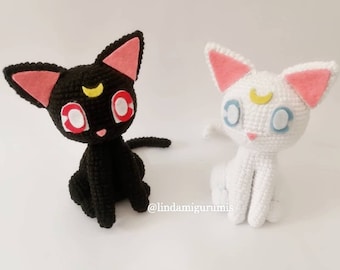 Luna- amigurumi, cat, Luna and artemis, sailor moon, anime plush, plushie, kitty, sailor moon cats