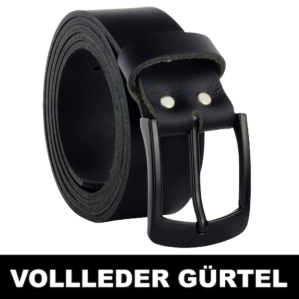 Ledergürtel Schwarz 4cm breit Herren Damen Vollleder 100% Echt Leder Hosenträger Gürtel Leder Kürzbar NEU