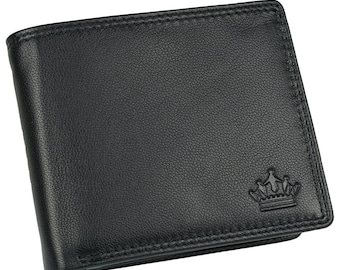 Wallet men's black wallet stock exchange landscape format wallet genuine leather wallet incl. RFID protection MANZA