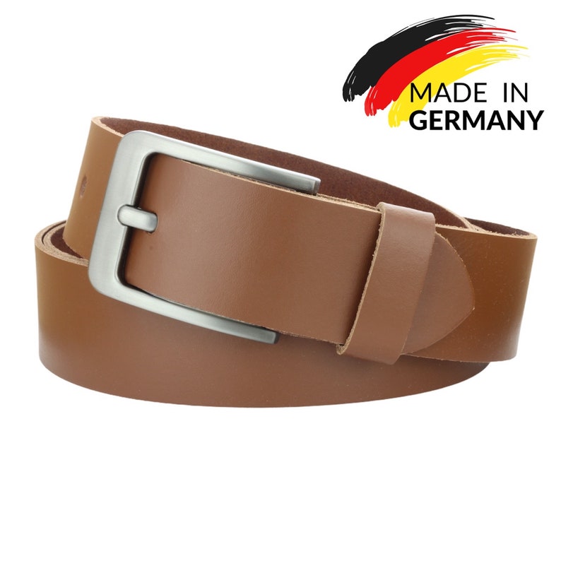 Belt leather belt 4 cm wide men women 100% genuine jeans leather cowhide can be shortened new Hellbraun