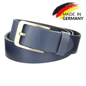 Belt leather belt 4 cm wide men women 100% genuine jeans leather cowhide can be shortened new Blau