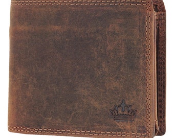 Wallet men's wallet brown wallet landscape format wallet genuine leather wallet incl. RFID protection MANZA