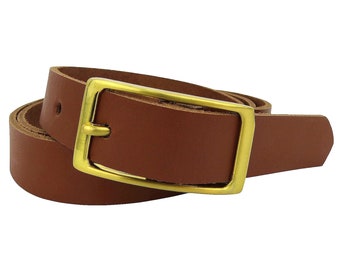 Belt leather cognac 2 cm wide men's women's leather belt 100% jeans leather suspenders can be shortened NEW