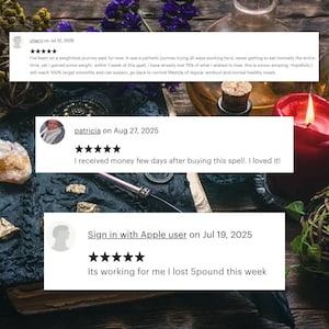 Candlelit review collage with customer feedback cards and buyer progress photos