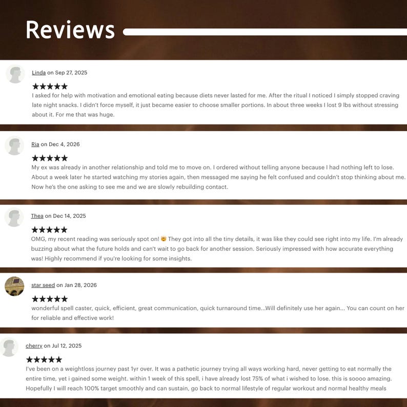 Customer reviews collage with message screenshots, buyer photos, and five-star feedback