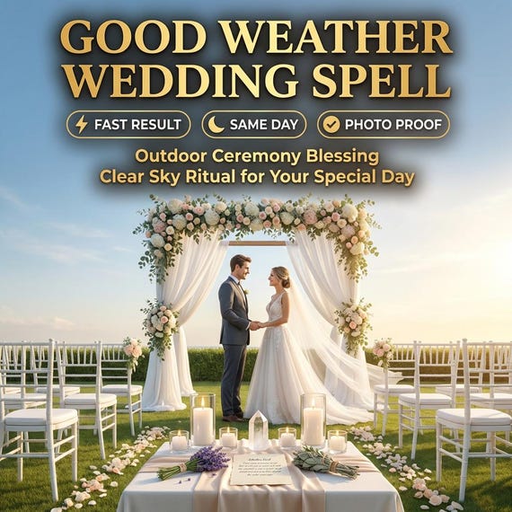 Good Weather Wedding Spell, Outdoor Ceremony Blessing | Clear Sky Ritual for Your Special Day
