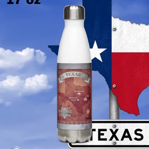 Texas Scarborough Sherwood Renaissance Faire Festival Mapa Botella de agua de acero inoxidable - Renfair Renfaire Renfest Regalo de temática medieval