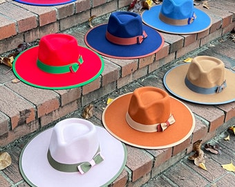 Wide Brim hat, Fedora hat, flat brim,stiff brim, fedora for men, fedora for women,