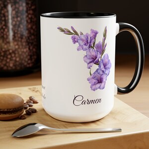 August Gladiola Personalized Birthday Flower of the Month Gift Coffee Mug Primary Flower image 4