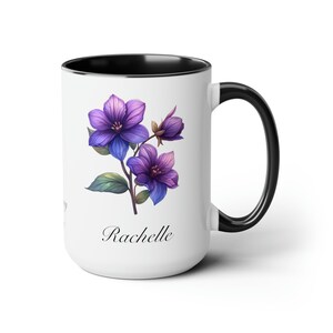 February Violets Personalized Birthday Flower of the Month Gift Coffee Mug Primary Flower image 3