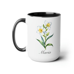 March Jonquil Personalized Birthday Flower of the Month Gift Coffee Mug Secondary Flower image 1