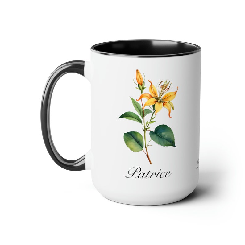 June Honeysuckle Personalized Birthday Flower of the Month Gift Coffee Mug Secondary Flower image 1