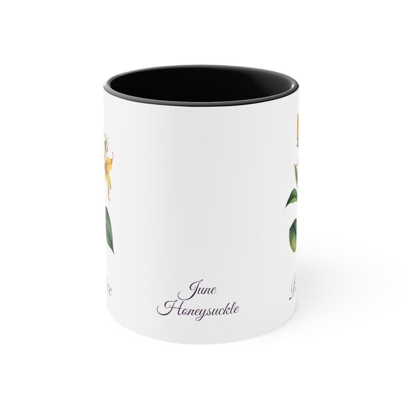 June Honeysuckle Personalized Birthday Flower of the Month Gift Coffee Mug Secondary Flower image 2