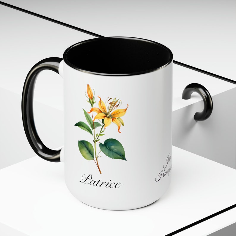 June Honeysuckle Personalized Birthday Flower of the Month Gift Coffee Mug Secondary Flower image 5