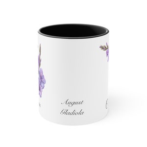 August Gladiola Personalized Birthday Flower of the Month Gift Coffee Mug Primary Flower image 2