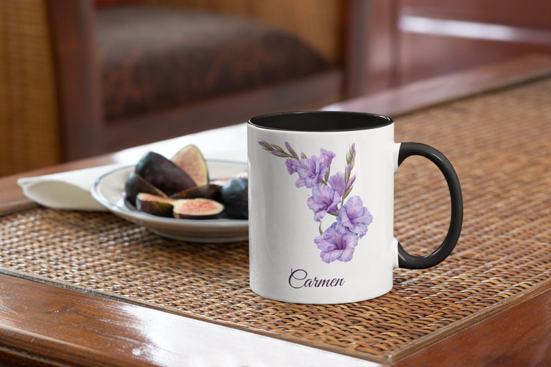 August Gladiola Personalized Birthday Flower of the Month Gift Coffee Mug Primary Flower image 7