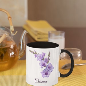August Gladiola Personalized Birthday Flower of the Month Gift Coffee Mug Primary Flower image 6
