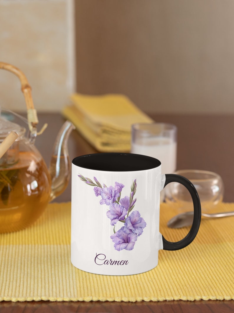 August Gladiola Personalized Birthday Flower of the Month Gift Coffee Mug Primary Flower image 6