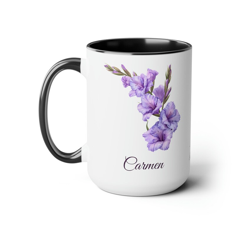 August Gladiola Personalized Birthday Flower of the Month Gift Coffee Mug Primary Flower image 1
