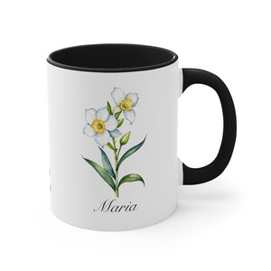March Jonquil Personalized Birthday Flower of the Month Gift Coffee Mug Secondary Flower image 3
