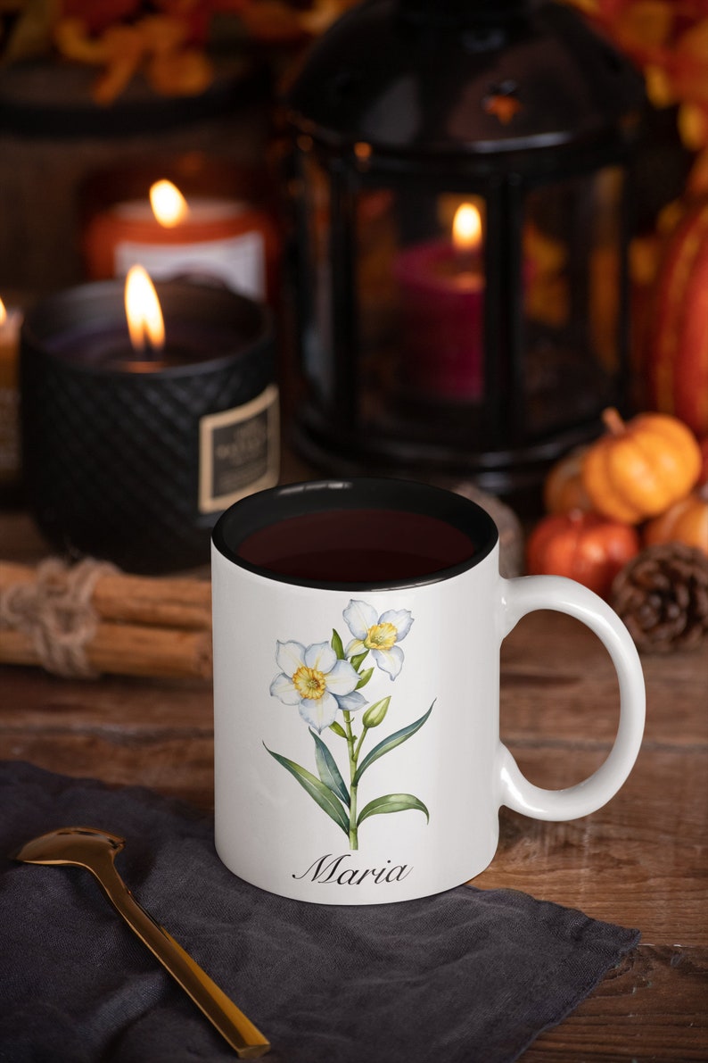 March Jonquil Personalized Birthday Flower of the Month Gift Coffee Mug Secondary Flower image 8