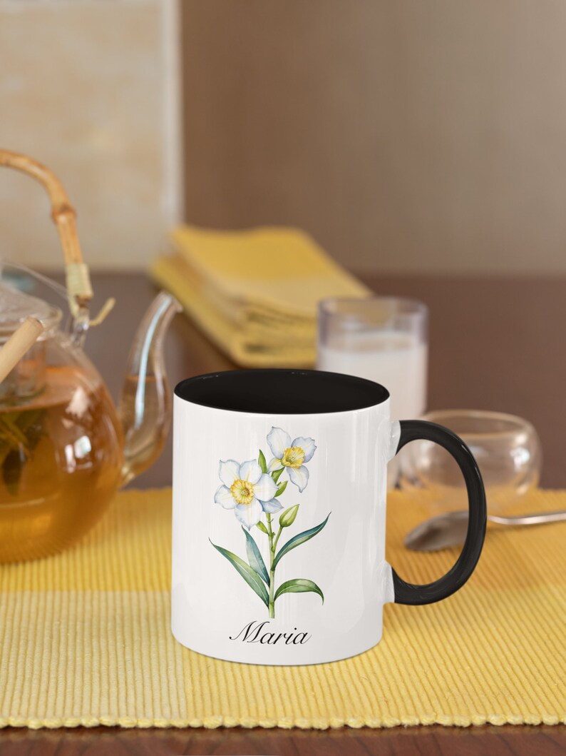 March Jonquil Personalized Birthday Flower of the Month Gift Coffee Mug Secondary Flower image 7