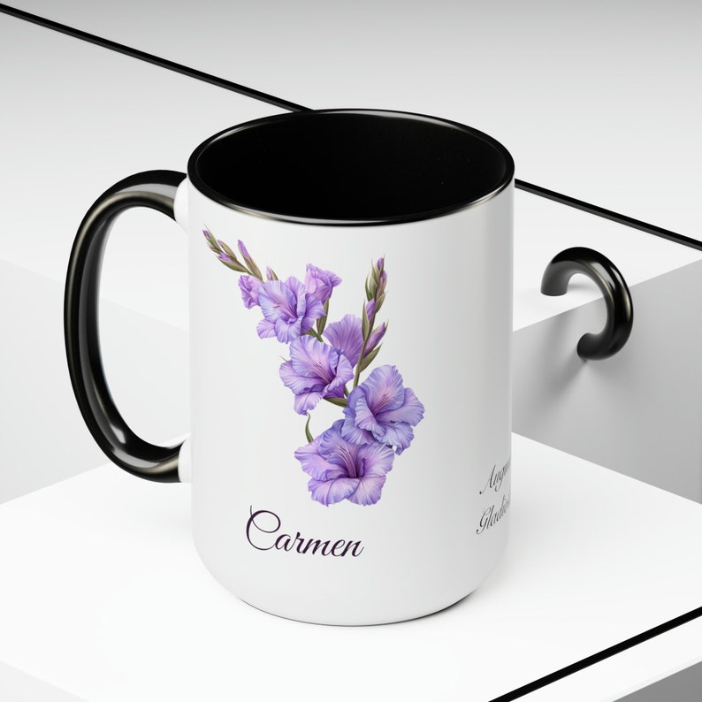 August Gladiola Personalized Birthday Flower of the Month Gift Coffee Mug Primary Flower image 5