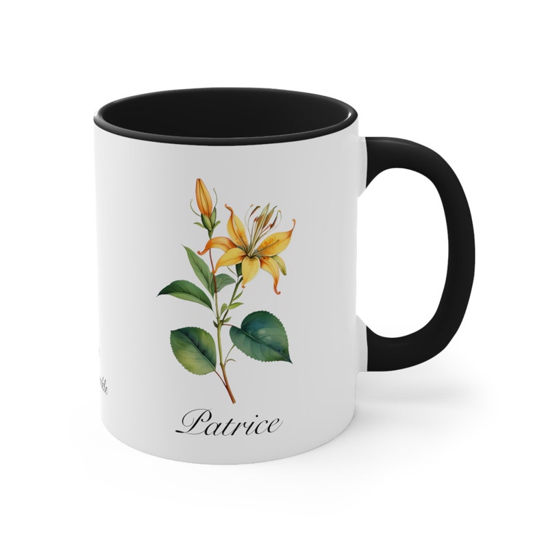 June Honeysuckle Personalized Birthday Flower of the Month Gift Coffee Mug Secondary Flower image 3