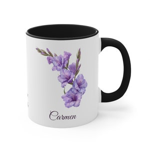 August Gladiola Personalized Birthday Flower of the Month Gift Coffee Mug Primary Flower image 3