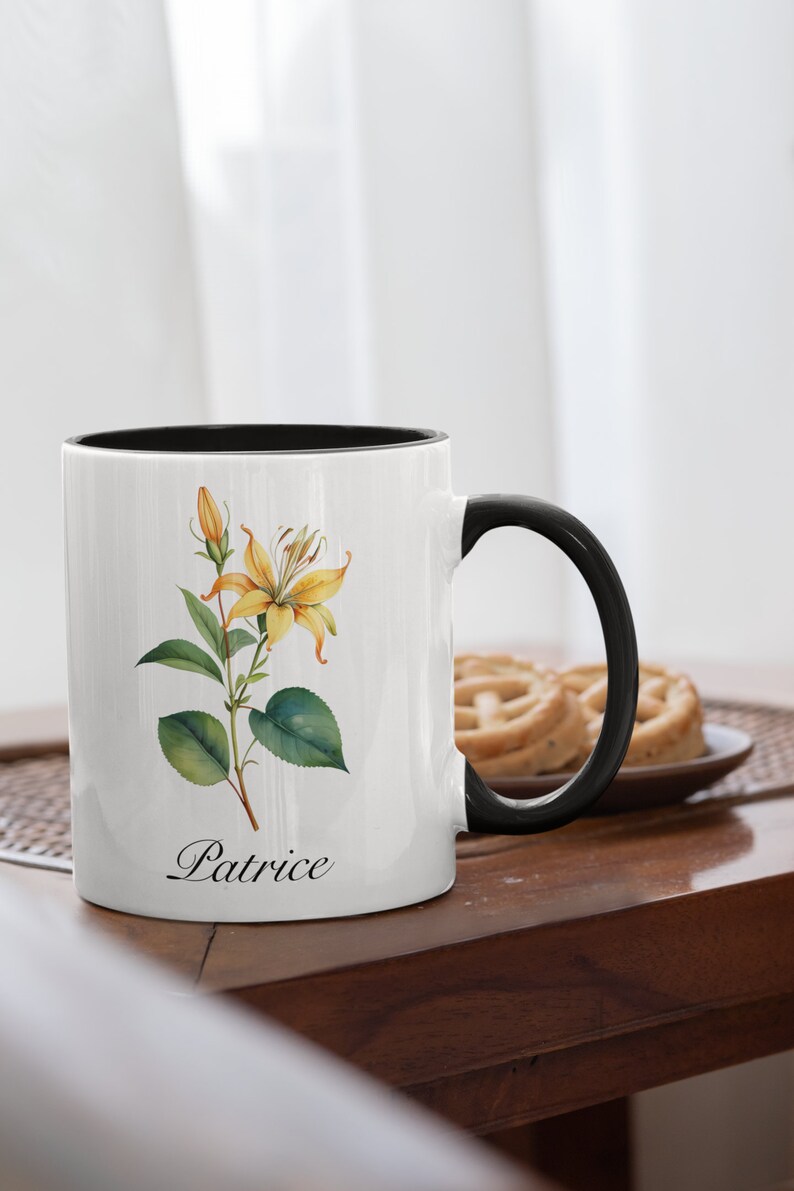 June Honeysuckle Personalized Birthday Flower of the Month Gift Coffee Mug Secondary Flower image 7