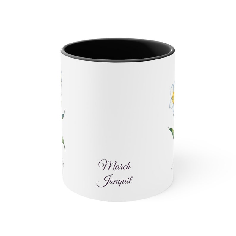 March Jonquil Personalized Birthday Flower of the Month Gift Coffee Mug Secondary Flower image 2
