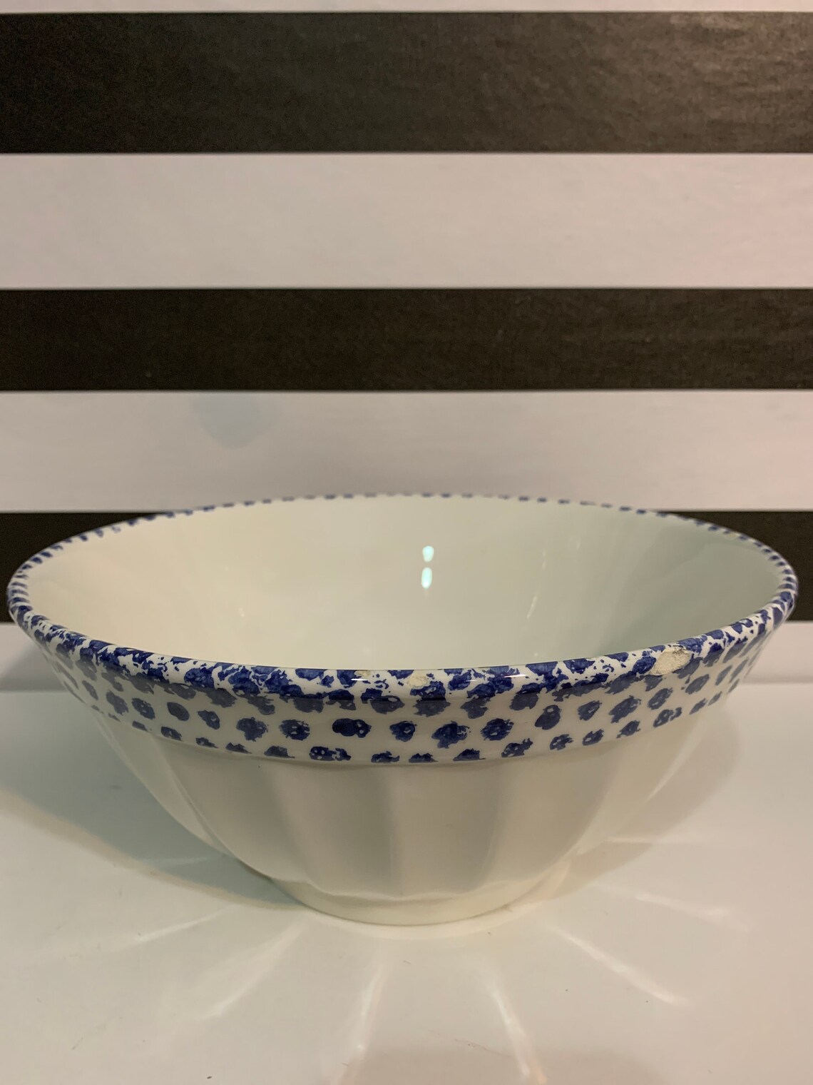 Crate and Barrel Set of 2 Mixing Nesting Bowls Blue Splatter Etsy