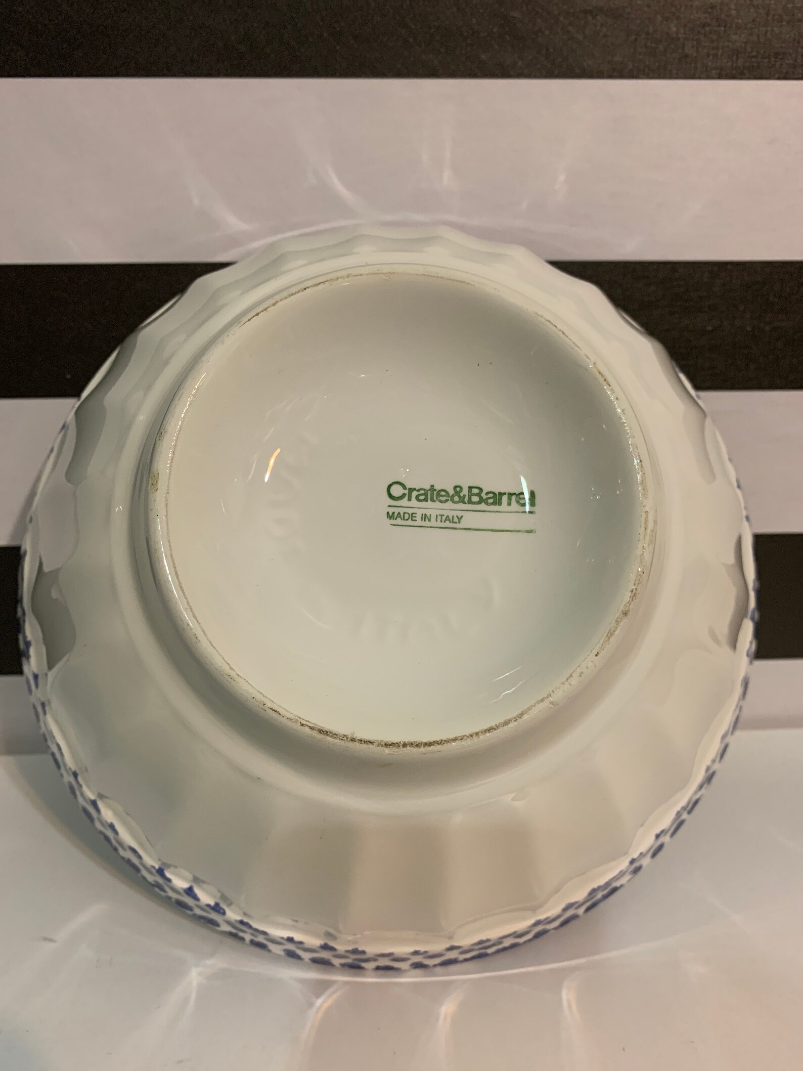 Crate and Barrel Set of 2 Mixing Nesting Bowls Blue Splatter Etsy