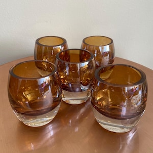 Mikasa Solaris Amber Glass Tealight Holders – MCM-Inspired, Versatile Heavy Base Design