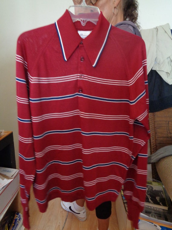 DONEGAL "Colesta" 60's MOD 4 Button Pullover Red W