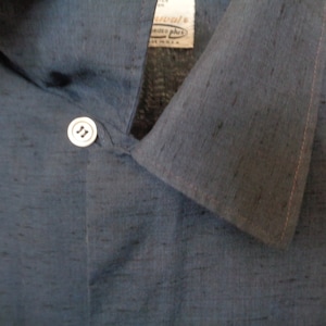New TRUVAL 50&#39;s-60&#39;s Dead Stock Blue + Black Flecks! Loop Collar! Long Sleeves! ROCKABILLY M-L