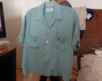 Duke of Hollywood SHIRT JAC Aqua Slub meliert mit Loopkragen & Schachkamm! KRAMER L