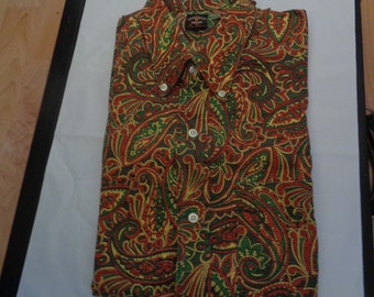 New PENNY'S "Towncraft" 60's Dead Stock Multi Color MOD/Psychedelic PAISLEY 100% Cotton Medium