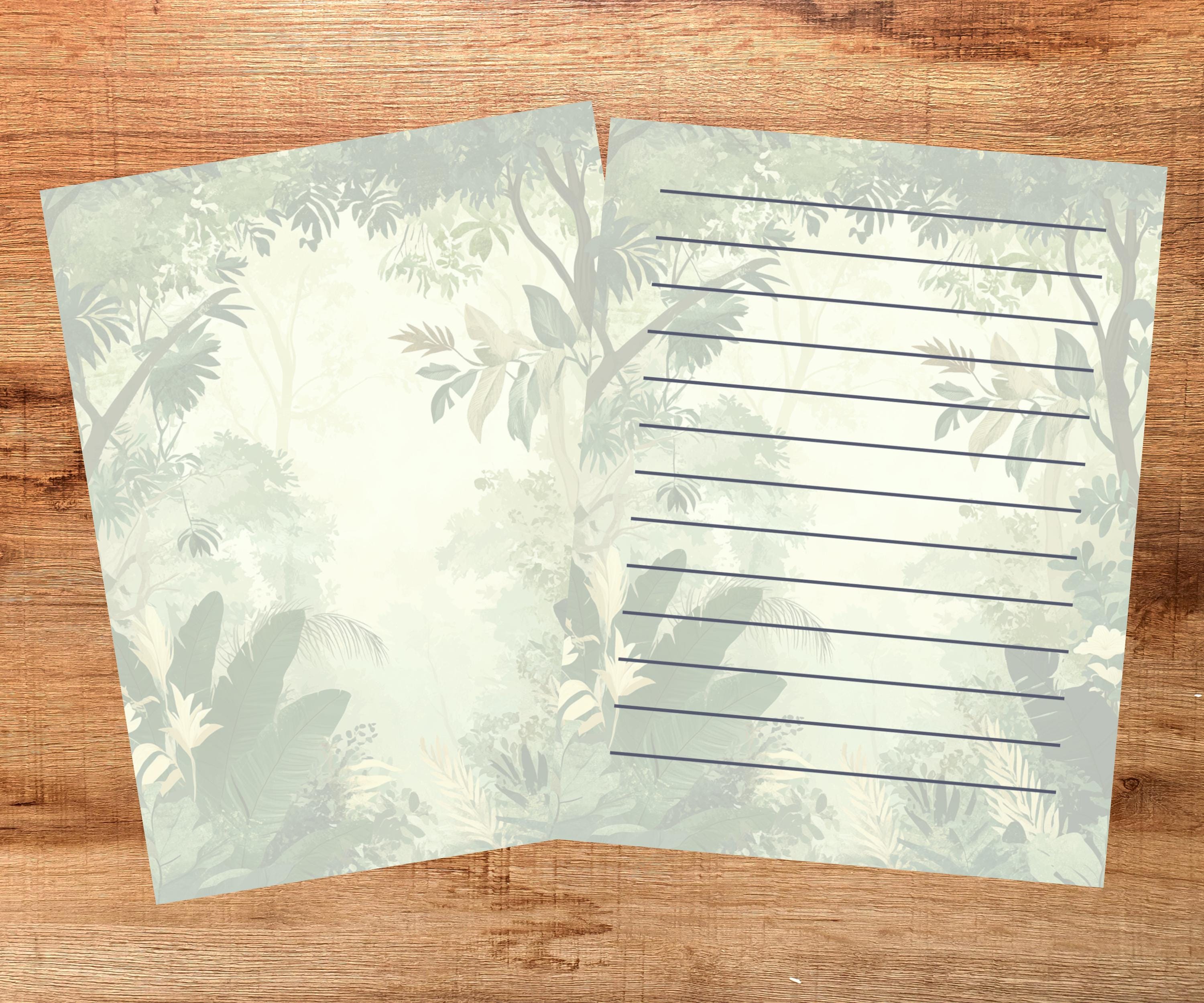 Jungle Stationery Paper Set Printable Digital Downlaod - Lined and ...
