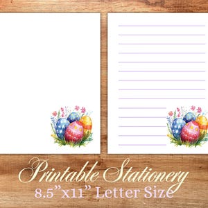 Easter Eggs Stationery Paper Set Printable Digital Downlaod - Lined and Unlined - 8.5”x11” - Letter Size - Writing Paper