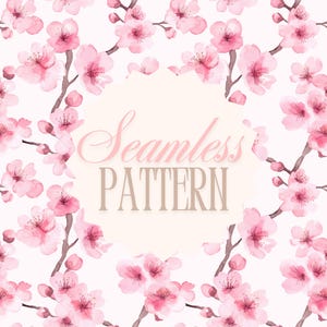 Cherry Blossom Floral Seamless Digital Pattern - Repeat Pattern - Fabric Pattern - Floral Pattern - Pattern Design - Full Commercial Use