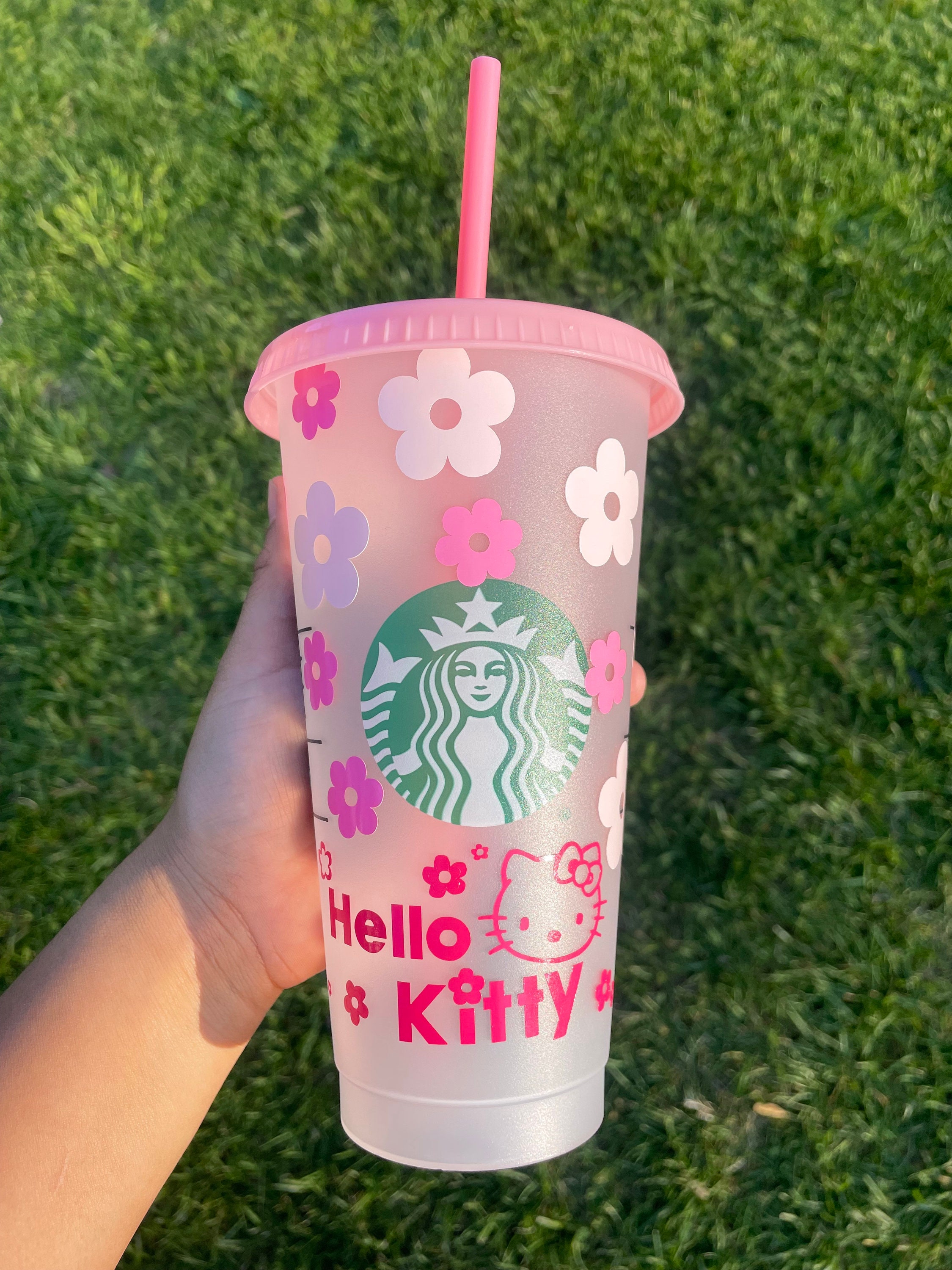 Hello Kitty Starbucks Tumbler, Pink Iced Coffee Cup (24oz) - Etsy