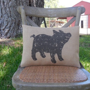 Grunge Pig Burlap Pillow Stock Show Decor Pig Pillow | Etsy