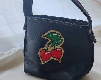Vintage 00’s Lucky Girl Black Leather Purse w/Cherries