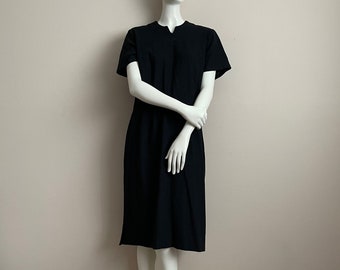 Vintage Late 50’s/60’s Little Black Dress in Lightweight Wool Crepe
