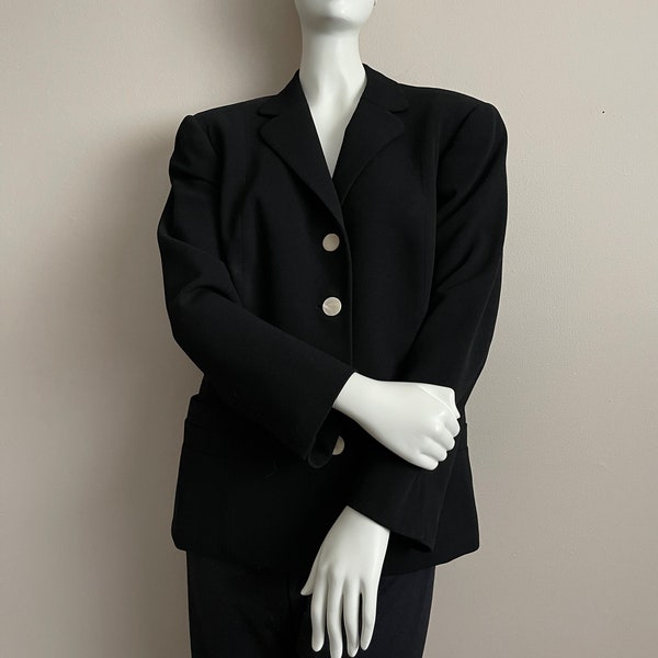 Vintage, 1940’s Women’s Fitted Jacket, Black Wool w/Mother-of-pearl buttons