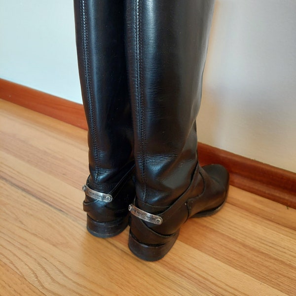 Vintage 00’s FRYE “Lindsay Plate” Black Leather Riding Boots, Size 7