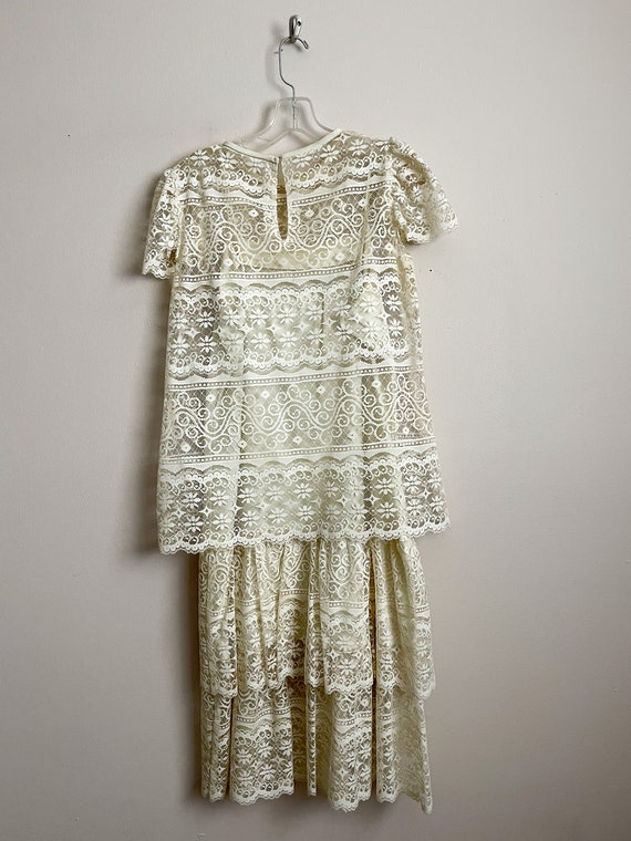 Vintage 1970’s Ivory Lace, 2-piece dropped-waist … - image 6