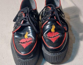 Vintage 90’s Black w/Red, T.U.K. “Sacred Heart” Creepers Women’s Size: 9